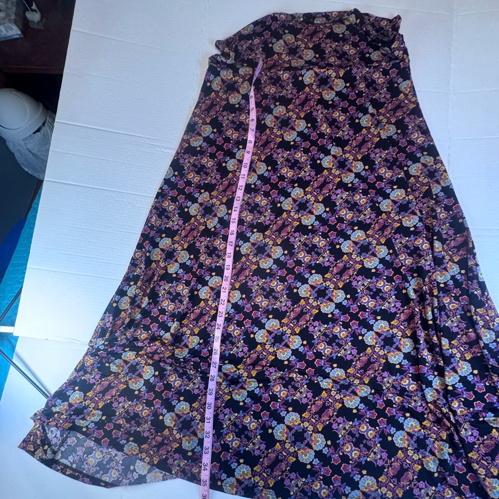 LuLaRoe XL Floral Maxi Skirt A-Line Flowing Foldover Yoga Waist Boho - Picture 6 of 11